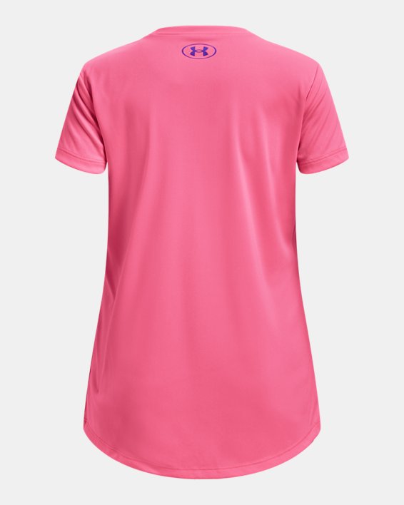 Girls' UA Tech™ Logo Short Sleeve in Pink image number 1